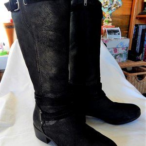 UGG High Black Leather and Suede Boot - 8 1/2